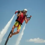 Perangkat Terbang Jetpack Di Punggung Pada Teknolagi Maju