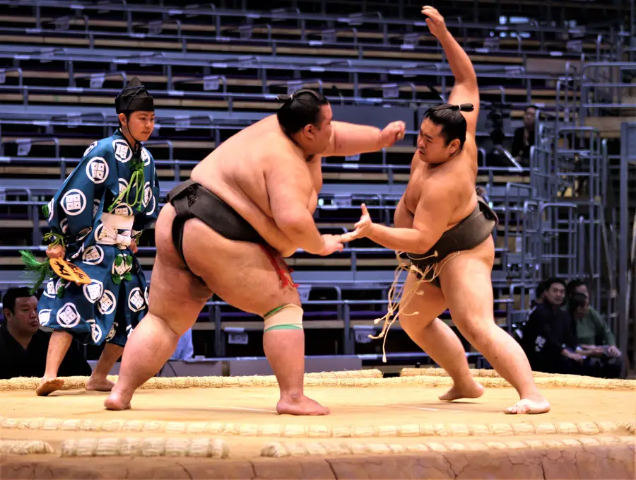 Olahraga Berbadan Besar Sumo Dengan Beberapa Teknik